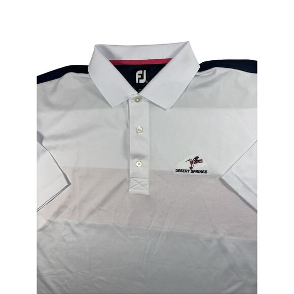 FootJoy FJ White Blue Pink striped Polo shirt Desert Springs men's XL New No Tag - Picture 3 of 8